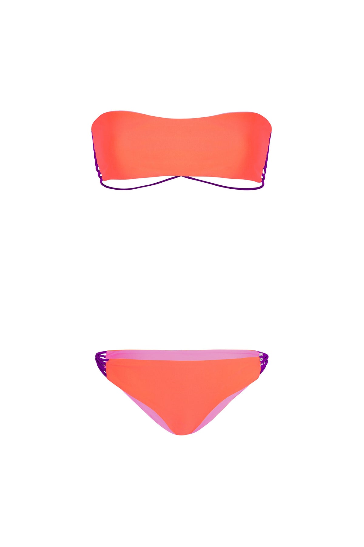 &quot;Giselle&quot; Bandeau Reversible Bikini [Oklahoma Orange / Florida Flamingo]