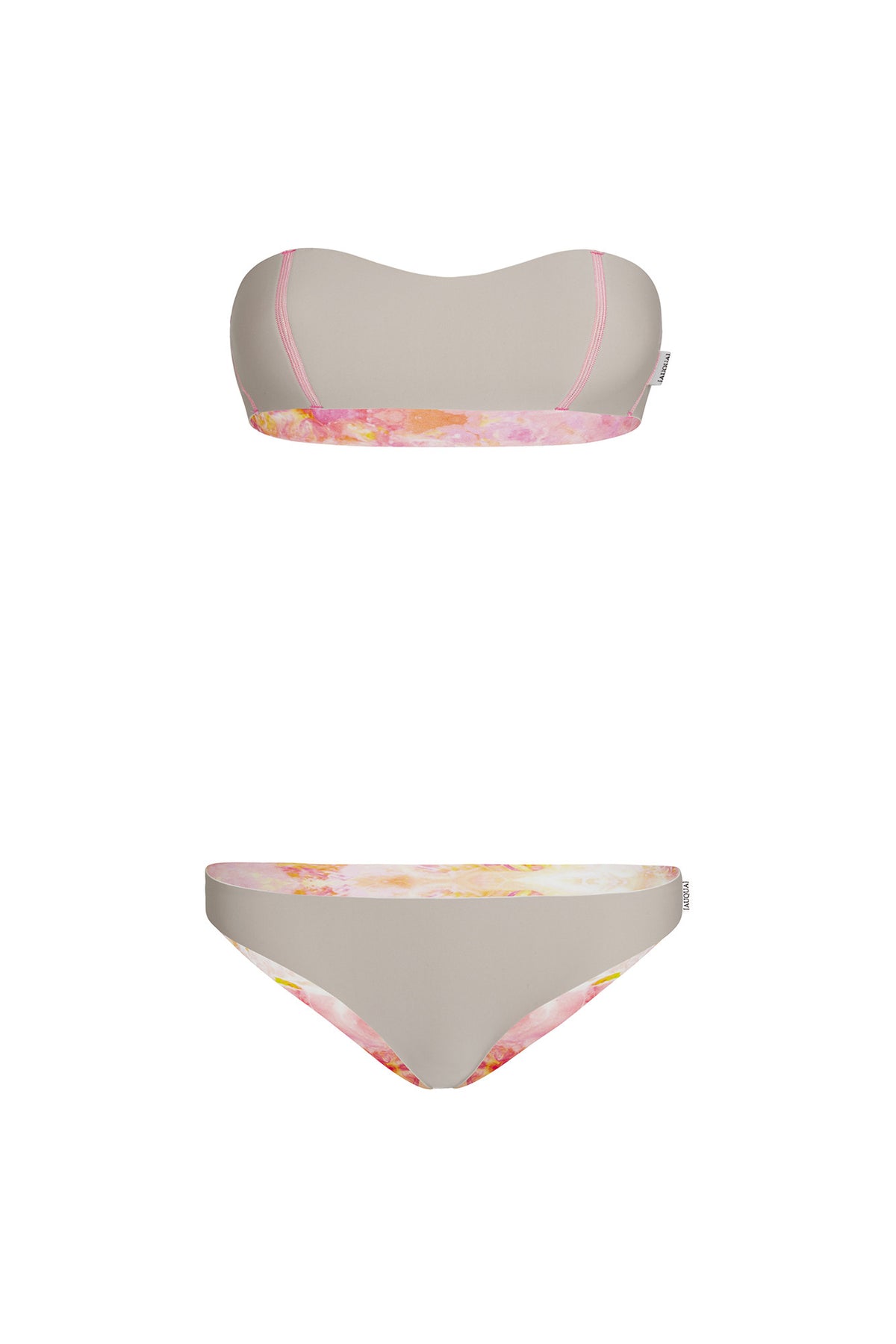 &quot;Cara&quot; Neoprene Bandeau Reversible Bikini [Sahara Sunset / Sand Dune]