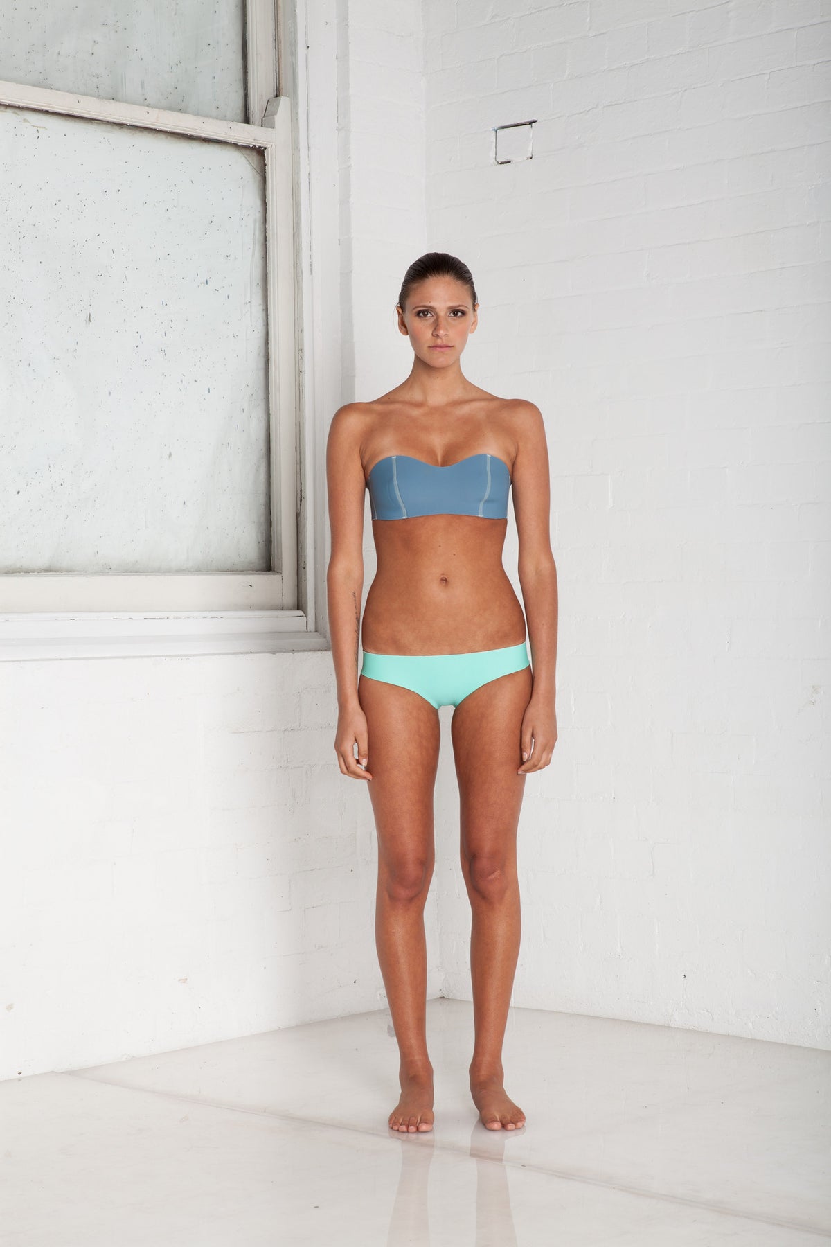 WAREHOUSE SALE - &quot;Cara&quot; Bandeau Reversible Bikini [Montesano Mint/ Sydney Steel]