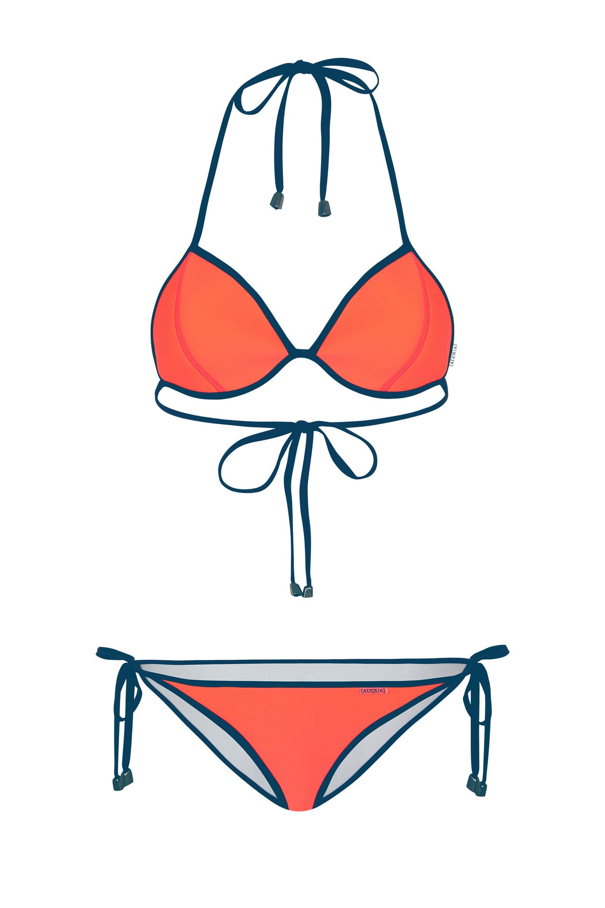 WAREHOUSE SALE - &quot;Candice&quot; Triangle Reversible Bikini [Oklahoma Orange / Grey Goose]