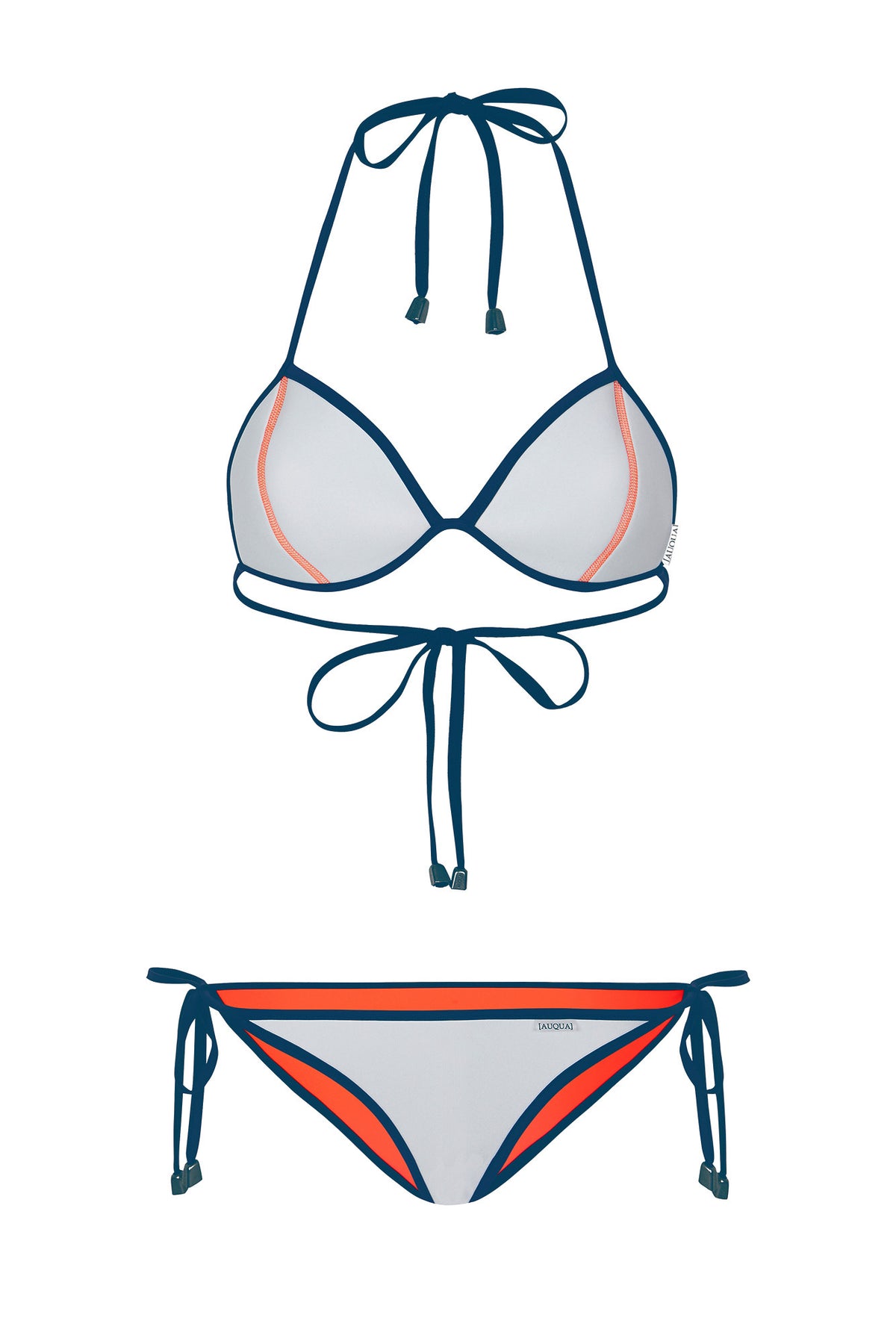 &quot;Candice&quot; Triangle Reversible Bikini [Oklahoma Orange / Grey Goose]